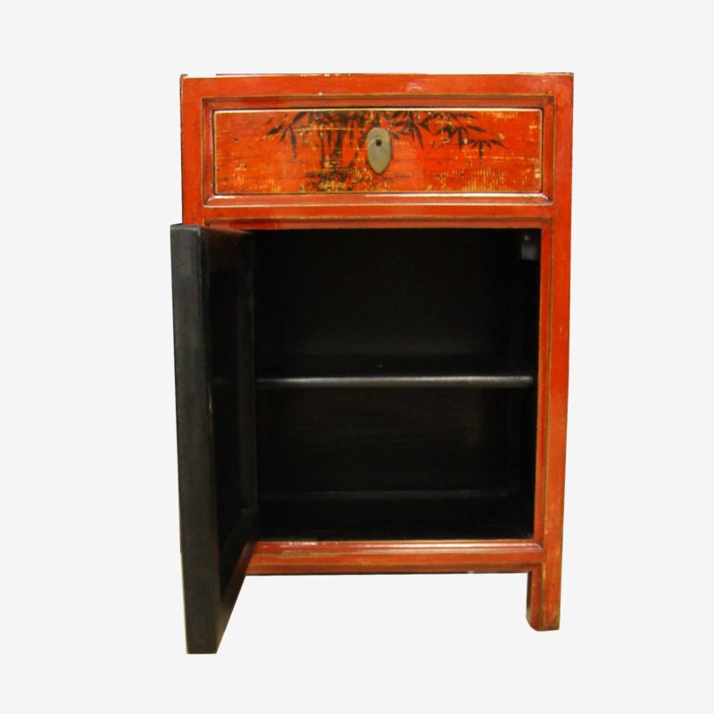 Oriental Bedside Cabinet With One Drawer And One Door