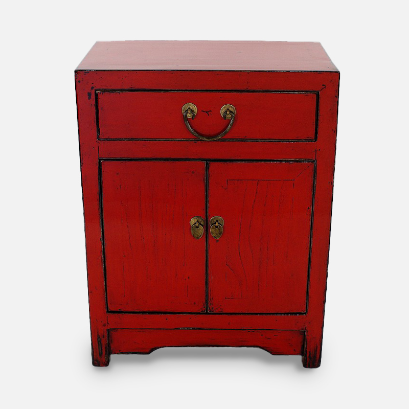 Oriental Chinese Red Bedside/Small Cabinet