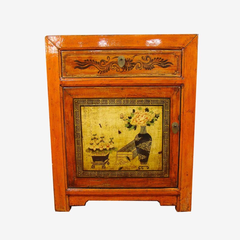 Oriental Chinese Painted Large Bedside