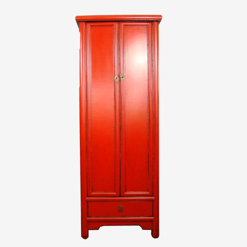 Oriental Chinese Tall Red Cabinet