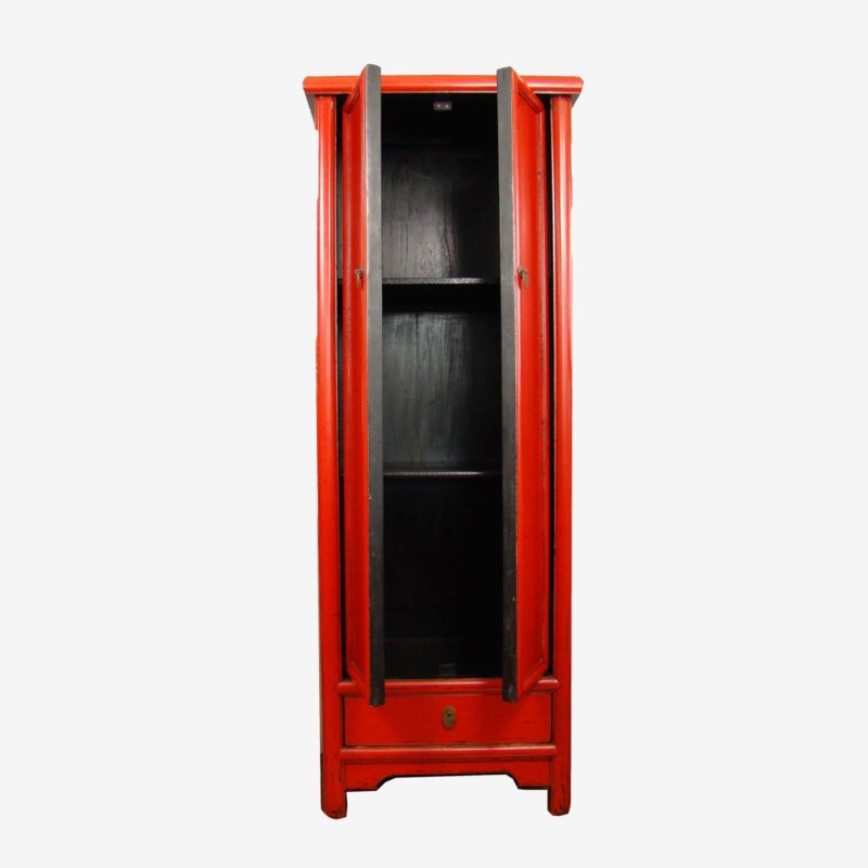 Oriental Chinese Tall Red Cabinet