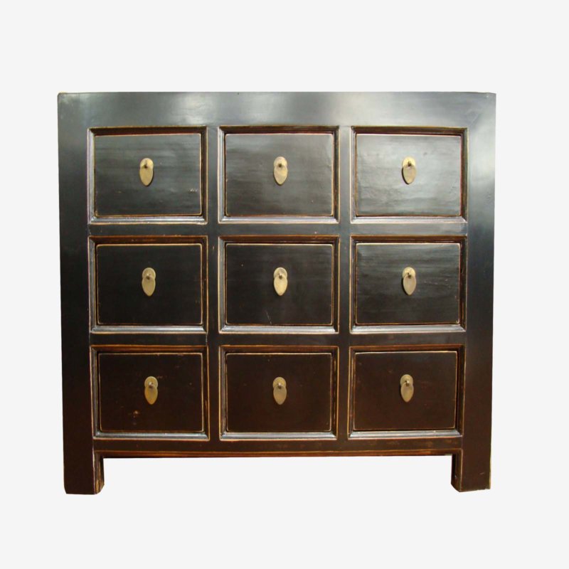 Oriental Chinese Dresser With Nine Drawers
