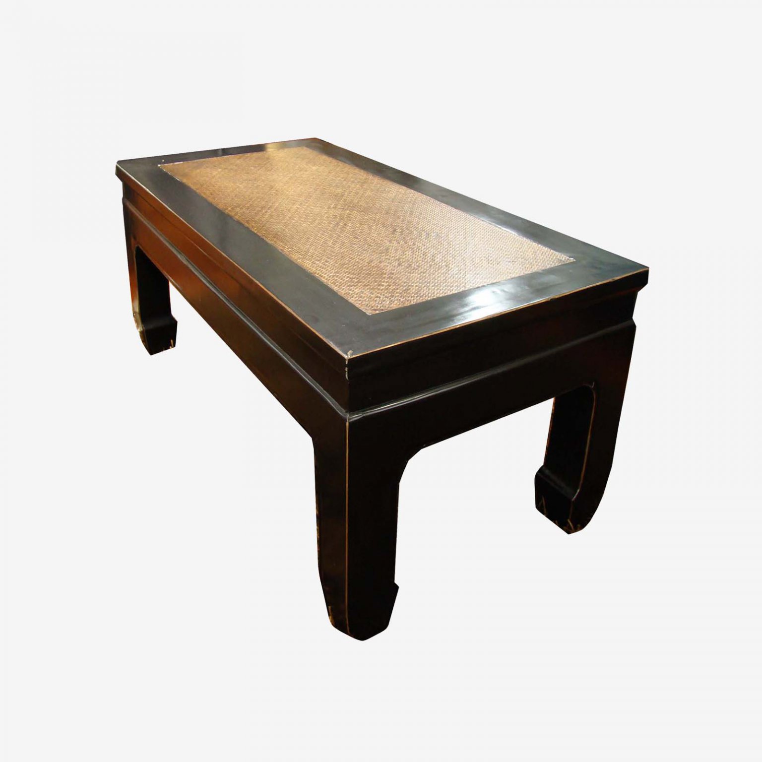 Black Oriental Chinese Coffee Table With Rattan Mecasso Furniture Store