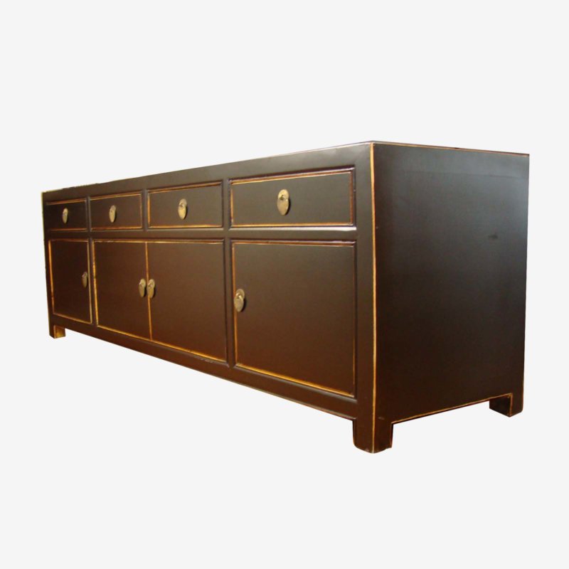 Oriental Black Low Cabinet Four Door And Four Drawers
