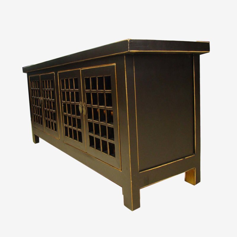 Oriental Chinese Cabinet/Buffet With Grid Doors