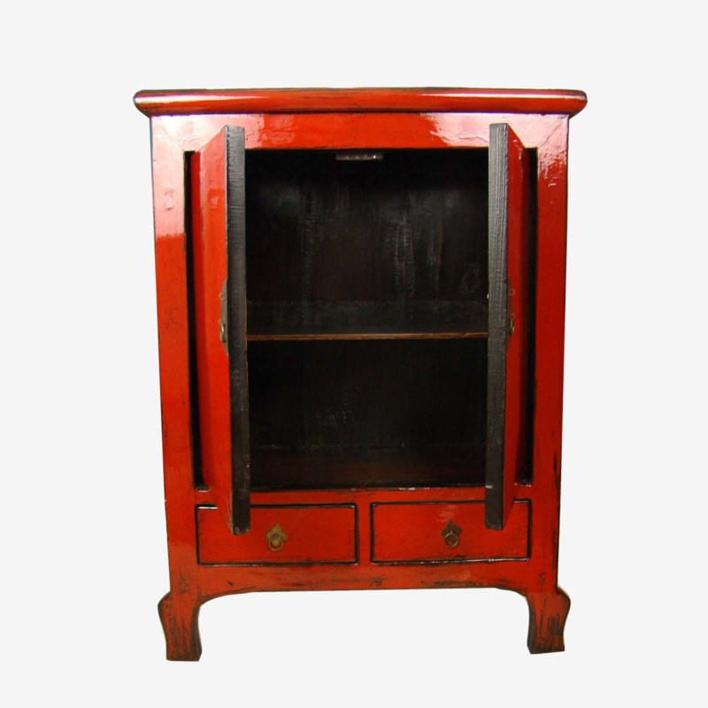 Oriental Chinese Red Gloss Cabinet
