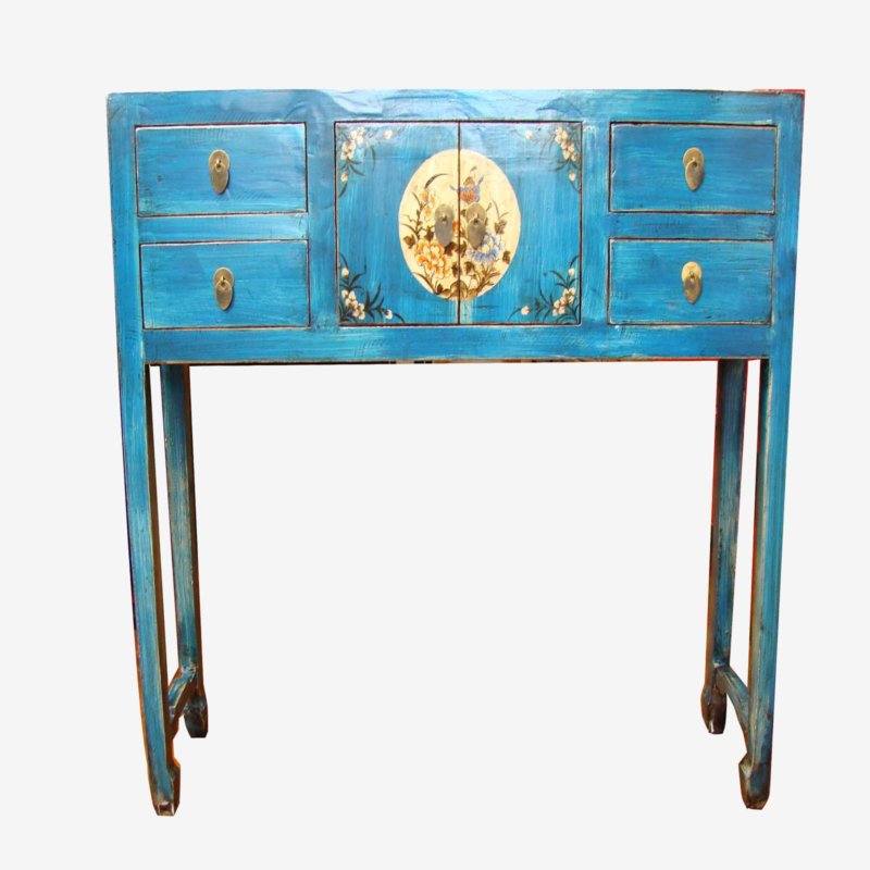 Oriental Chinese Sideboard/Console Blue Painted