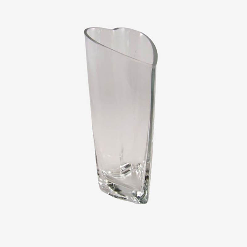 Glass Heart Shapped Vase 21cm High