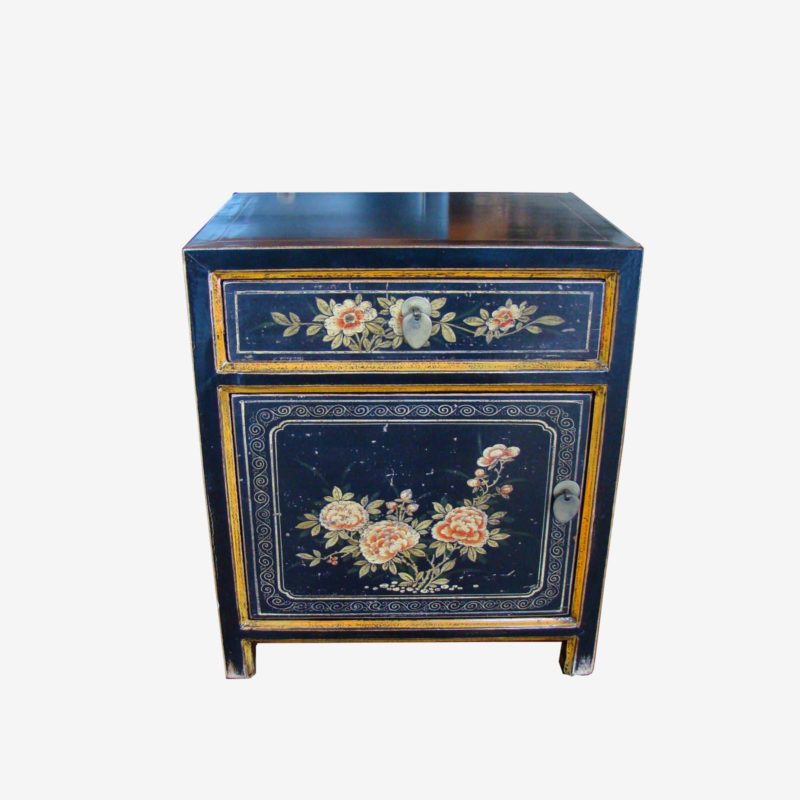 Oriental Painted Chinese Bedside Cabinet