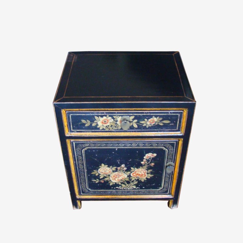 Oriental Painted Chinese Bedside Cabinet