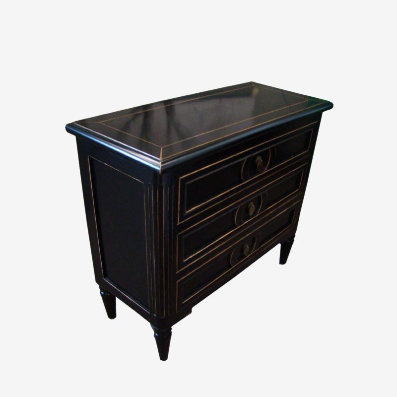 Oriental Style Black Dresser With Three Drawers