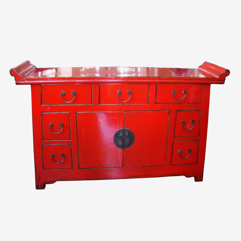 Oriental Chinese Alter Styles Sideboard In Beautiful Gloss Red