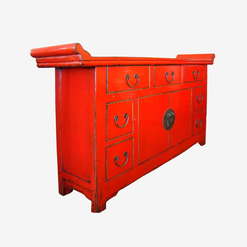 Oriental Chinese Alter Styles Sideboard In Beautiful Gloss Red