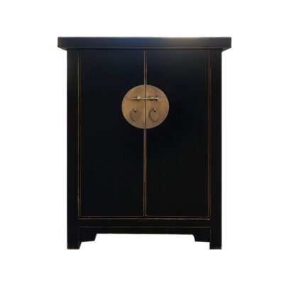 NEW ORIENTAL CABINET/BEDSIDE BLACK WITH TWO DOORS TOM60BBLK